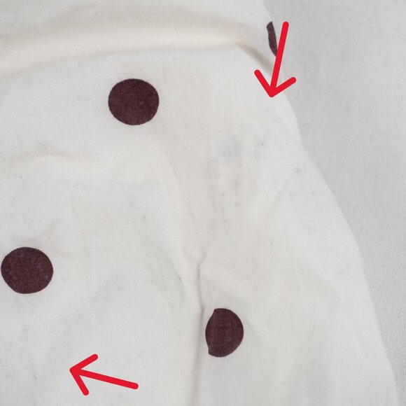 Ganni Ruched Polka Dot Mini Dress with Bow in White and Brown Size 34 - NWD - Picture 11 of 13